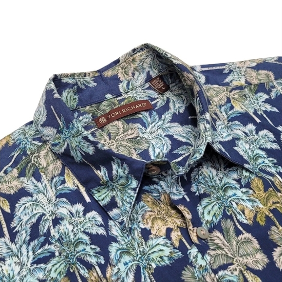 Tori Richard Hawaiian Shirt Large Floral Palm Short Sleeve 100% Cotton Lawn. - Picture 12 of 14